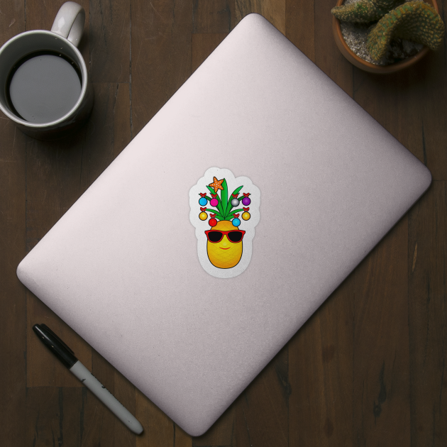 Cartoon Pineapple Decorated for Christmas by PenguinCornerStore